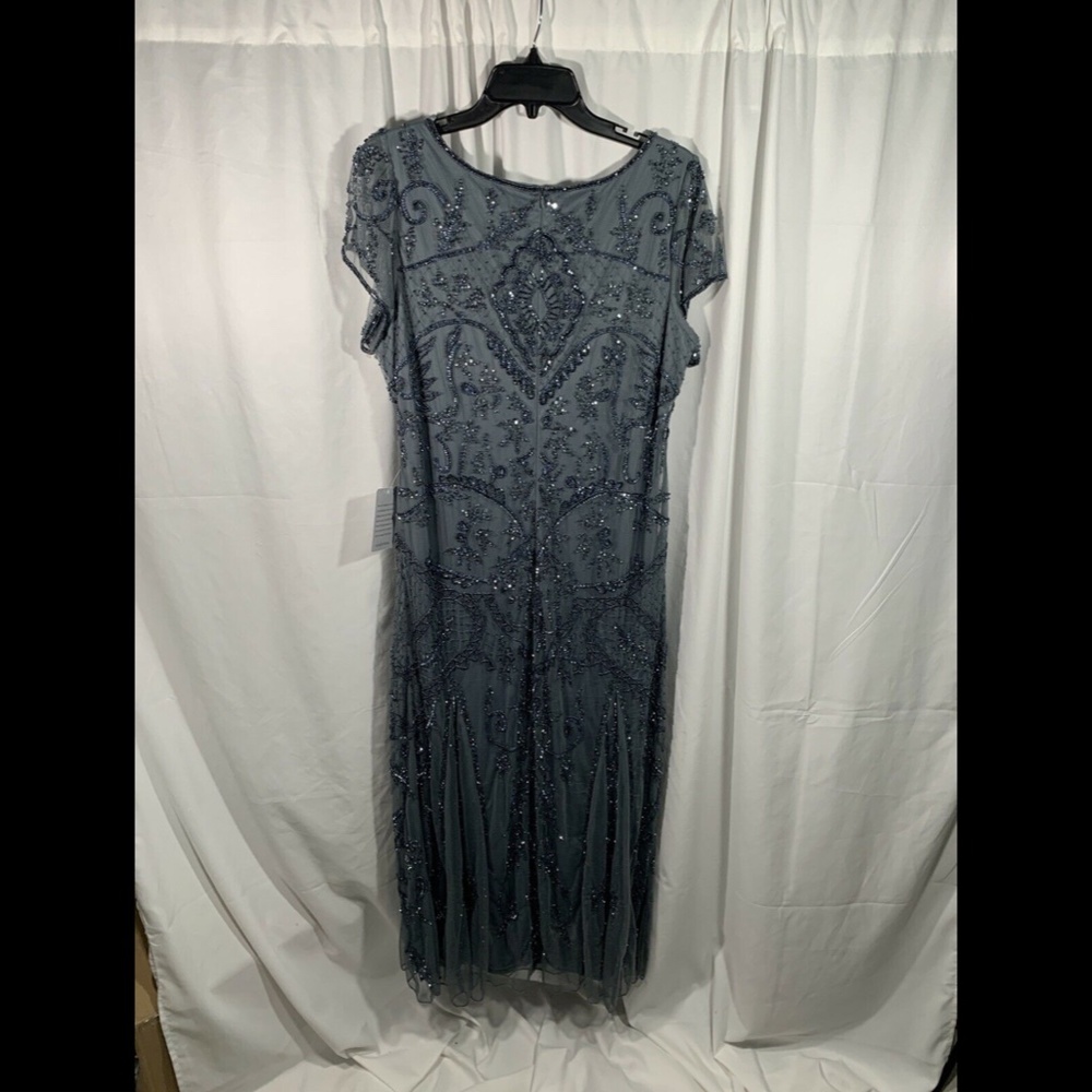 NEW Pisarro Nights Embellished Mesh Gown in‎ Steel [SZ 12 ] - Picture 7 of 11